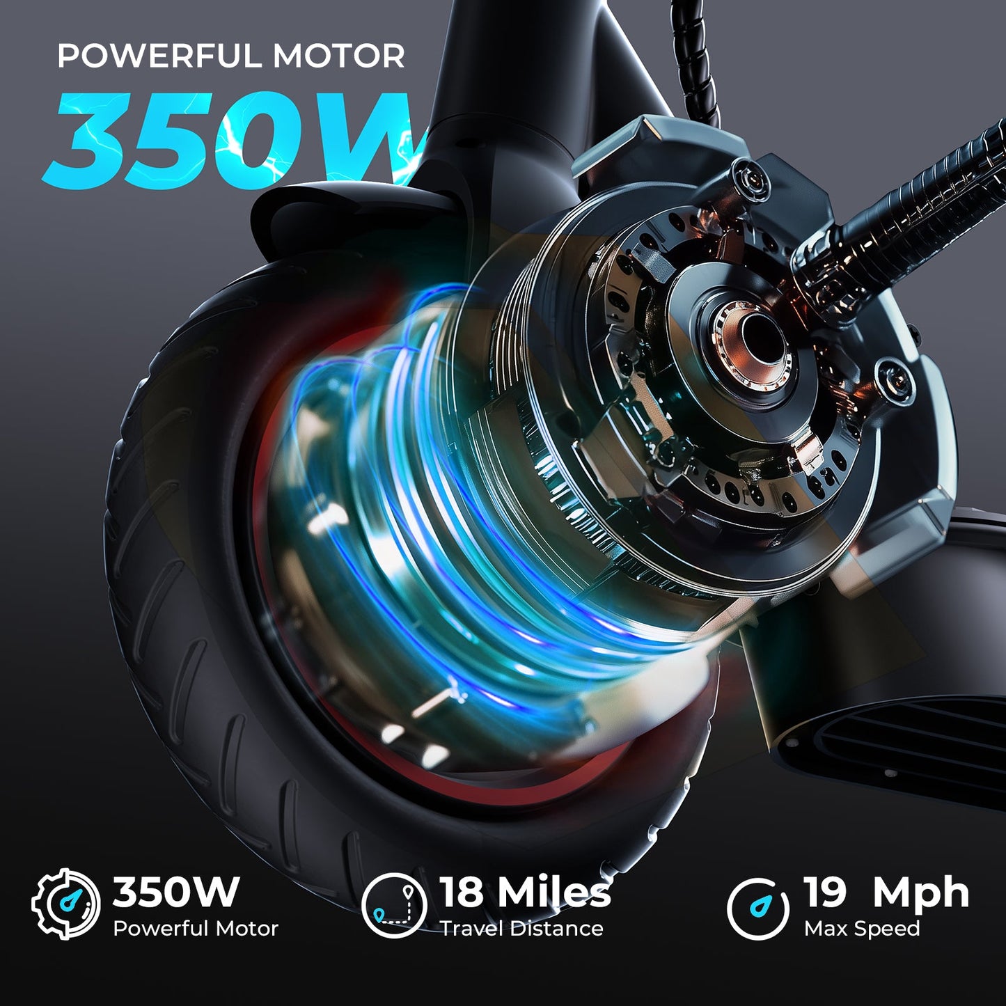 RIDEN i9 Folding Electric Scooter for Adults | 350W, Top Speed 18mph, 18-Mile Range, 8.5" Tyres, 12.5kg