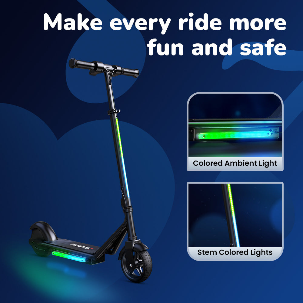 RIDEN iK3Pro Kids Electric Scooter | Height-Adjustable, Colourful LED Lights, Top Speed 6mph, Ages 4+